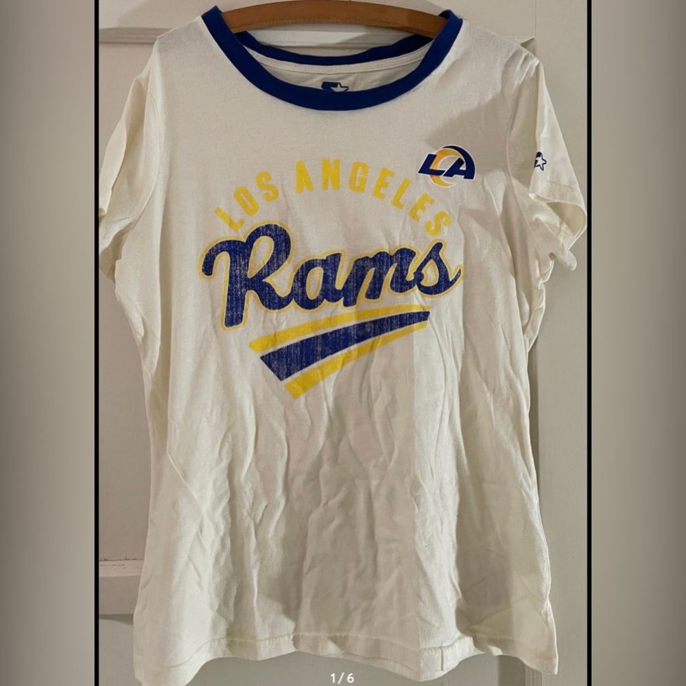 Starter LA Rams Crewneck Shirt White Size Large